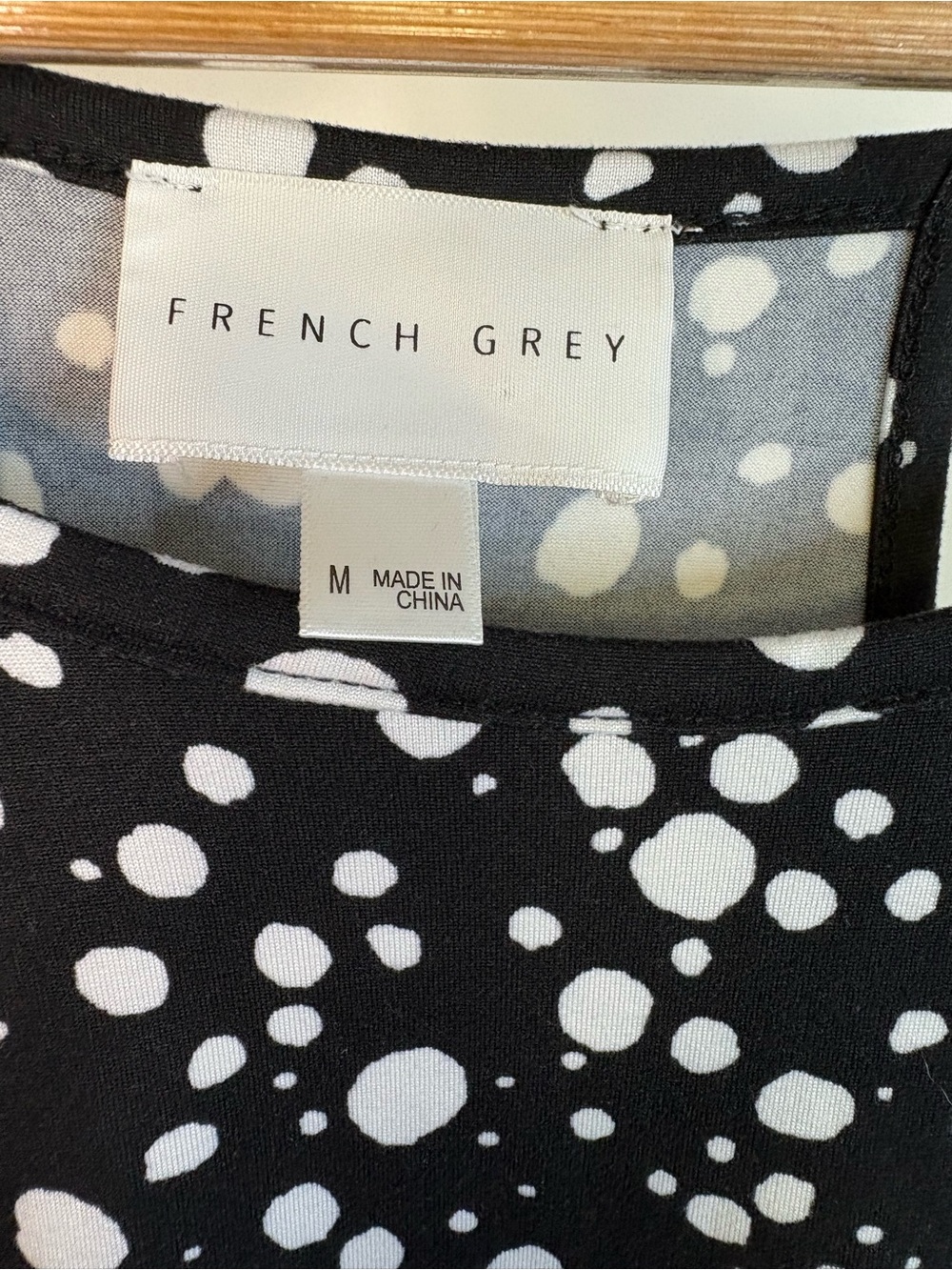 NWOT French Grey Black and White Polka Dot Dress Sz Med - Picture 2 of 3